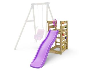 Adventure Pack Add-On Wooden Platform With 6Ft Slide For Rebo Swing Sets - Purple