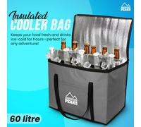 Adventure Peaks Cooler Bag Insulated Lunch Bag Leak Resistant Cool Box With Handle Shoulder Straps & Pocket Thermal Cool Bags Grey 60L