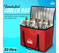 Adventure Peaks Cooler Bag Insulated Lunch Bag Leak Resistant Cool Box With Handle Shoulder Straps & Pocket Thermal Cool Bags Red 30L