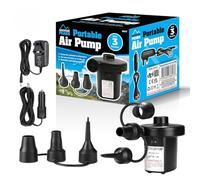 ADVENTURE PEAKS Electric Air Pump For Inflatables - Portable Electric Pump with Fast Inflation & Deflation - Electric Air Pump with 3 Nozzles and 2 Chargers - Paddling Pool, Air Bed, Camping Toys