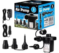 Adventure Peaks Electric Air Pump For Inflatables With Fast Inflation & Deflation Portable Inflator With 3 Nozzles Air Mattress Pump