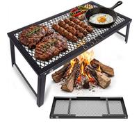Adventure Peaks Foldable Camping Grill 63 X 30 X 17 Cm Portable Barbecue With Steel Mesh Foldable Legs Compact Travel Grill For Camping Picnic