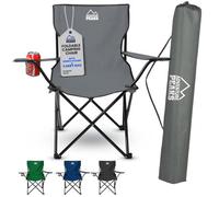 Adventure Peaks Folding Camping Chair Fold Up Chair With Cup Holder & Carry Bag Heavy-Duty 600D Polyester Fabric Grey