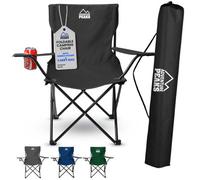 Adventure Peaks Folding Camping Chair Fold Up Chair With Cup Holder & Carry Bag Heavy-Duty 600D Polyester Fabric Black