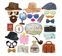 Adventure Photo Booth Props(25CT),Retirement Photo Booth Props,Travel Around The World Photo Booth Props with Stick