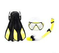 Adventure Ready Snorkeling Set Adjustable Mask, Beginner Friendly Snorkel, and Performance Fins for Comfort (L/XL yellow)