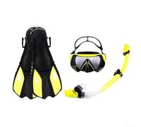 Adventure Ready Snorkeling Set Adjustable Mask, Beginner Friendly Snorkel, and Performance Fins for Comfort (S/M black and yellow)