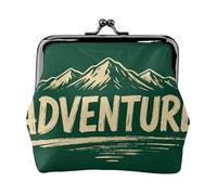 Adventure Script Word Leather Coin Purse for Women-Small Kiss Lock Wallet, Mini Card Holder for Keys Lipstick, Cute Change Purse for Travel