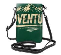 Adventure Script Word Small Crossbody Phone Bag for Women PU Leather Flip Wallet with Card Slots Adjustable Strap