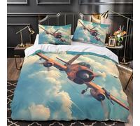 Adventure Small Duvet Cover Set, Aeroplanes Bedding Sets with Zipper Closure, Soft Cozy Microfiber Duvet Cover and 2 Pillow Cases 40 x 60 cm A938