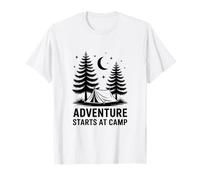Adventure Starts at Camp Wilderness Camping T-Shirt