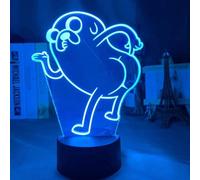 Adventure Time Jake The Dog Bend Over Figure 3D Night Light, Acrylic Panel Abs Base USB Cable Illusion Effect Multi-Color Remote Control Lamp