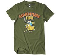 Adventure Time Officially Licensed Washed Mens T-Shirt (Olive), Large