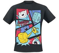 Adventure Time - T-Shirt (Unisex-M) Pop Art (Black)