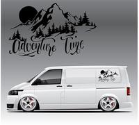 Adventure Time Van Vinyl Sticker Camper Motorhome Decal Mountain Compass Black