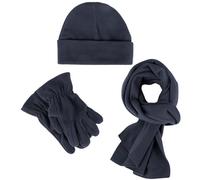 Adventure Togs Kids Hat, Scarf and Gloves 3 Piece Set - Micro Fleece Material, Unisex, Girls or Boys School Wear Navy 7-9 Years