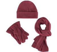 Adventure Togs Kids Hat, Scarf and Gloves 3 Piece Set - Micro Fleece Material, Unisex, Girls or Boys School Wear Maroon 2-4 Years