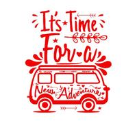 Adventure Travel Bus Camping Time New Adventure Volkswagen Vacation Lettering Stickers 68x80.9cm Personalized Customization Red