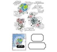 Adventure Travel Earth Clear Stamps and Cutting Dies Sets for Card Making | DIY Transparent Silicone Clear Stamp and Metal Die Cuts for Scrapbooking Paper Greeting Cards Decor Seals Craft Supplies