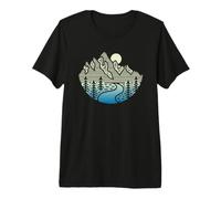 Adventure: Travel T-Shirt - Mountain River Trees Lines Scape Premium T-Shirt