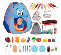 AdventureBuddy Toddler Camping Set - Tent + 12-Piece Fake Food Pot Kit | Indoor/Outdoor Pretend Play For Ages 3-6 (Green/Blue)