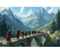 Adventurers Crossing A Stone Bridge Wooden Puzzle Art Fun Challenging Educational Home Decor Gift for Men Women_300pcs