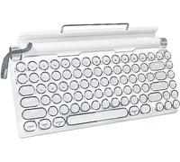 Adventurers Retro Typewriter Keyboard, 75% Layout 83 Keys Wireless Keyboard with Blue Switch,Bluetooth 5.0 and Multi-Device Switching,Vintage Punk Style,Hot-Swappable for PC/Laptops/Mac/ipad-White