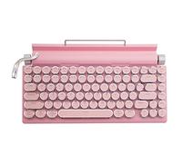 Adventurers Typewriter Keyboard,Bluetooth Wireless Keyboard with 83 Keys Hot Swappable Blue Switch/Round Keycaps/White Backlit/Compact 75% Layout Wired Keyboard for Windows/Mac/PC/Laptop/ipad,Pink