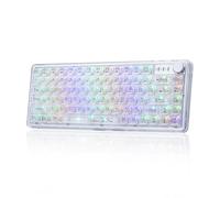 Adventurers V82 Transparent Mechanical Keyboard - Hot-Swappable RGB Gaming Keyboard, 75% Layout & Clear PC Keycaps, Bluetooth/2.4G/Wired Triple-Mode for Windows/Mac(Crystal Clear Switch,White)