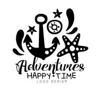 Adventures Happy time Logo Design Summer Vacation Travel Tourist Agency Creative Label Vinyl Wall Decals 42x42.9cm Art Decoration Black