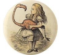 Adventures In Wonderland's Alice Holding A Flamingo - 1.5 Inch Pin-on Button