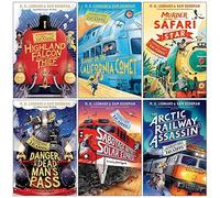 Adventures on Trains Series 6 Books Collection Set By M. G. Leonard & Sam Sedgman (The Highland Falcon Thief,Kidnap on the California Comet,Murder on the Safari Star,Danger at Dead Man Pass & More)