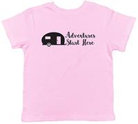 Adventures Start Here Caravan Childrens Kids Short Sleeve T-Shirt Light Pink