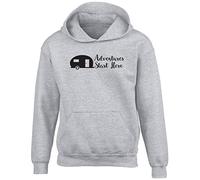 Adventures Start Here Caravan Kids Childrens Hooded Top Hoodie Grey