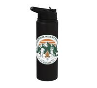 Adventures with My Fur Crew Dog Camping Explore Design Stainless Steel Insulated Water Bottle