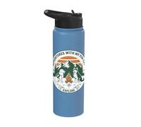 Adventures with My Fur Crew Dog Camping Explore Design Stainless Steel Insulated Water Bottle