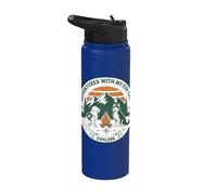 Adventures with My Fur Crew Dog Camping Explore Design Stainless Steel Insulated Water Bottle