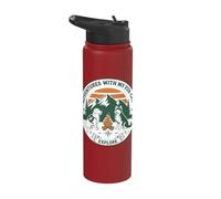 Adventures with My Fur Crew Dog Camping Explore Design Stainless Steel Insulated Water Bottle