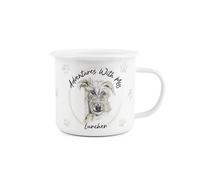 Adventures with My Lurcher Enamel Mug - Sentimental Durable White Outdoor Drinks Cup Gifts for Dog Lovers - Travel Camping Hiking Present 500ml
