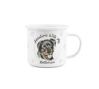 Adventures with My Rottweiler Enamel Mug - Sentimental Durable White Outdoor Drinks Cup Gifts for Dog Lovers - Travel Camping Hiking Present 500ml