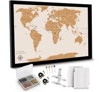 AdventureScape Push Pin Travel Map - Large 30" x 20" World Map Pin Board with Premium Push Pins Made from Cork Board - Gift Idea for Travelers, Partner, Young Adults, and Parents