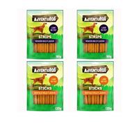 AdVENTUROS LOW FAT Dog Treats Bundle - 2x VENISON Wild Strips 90g and 2x BUFFALO Wild Sticks 120g, Natural Flavoured Dog Chews