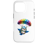 Adventurous Bird Parachute Design - Cute Flying Paradox Art Case for iPhone 16 Pro
