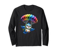 Adventurous Bird Parachute Design - Cute Flying Paradox Art Long Sleeve T-Shirt