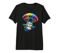 Adventurous Bird Parachute Design - Cute Flying Paradox Art Premium T-Shirt