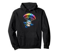 Adventurous Bird Parachute Design - Cute Flying Paradox Art Pullover Hoodie