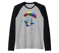 Adventurous Bird Parachute Design - Cute Flying Paradox Art Raglan Baseball Tee