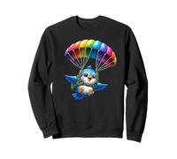 Adventurous Bird Parachute Design - Cute Flying Paradox Art Sweatshirt