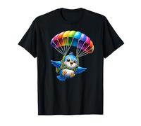 Adventurous Bird Parachute Design - Cute Flying Paradox Art T-Shirt