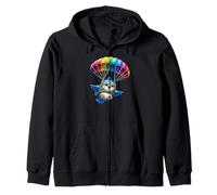 Adventurous Bird Parachute Design - Cute Flying Paradox Art Zip Hoodie